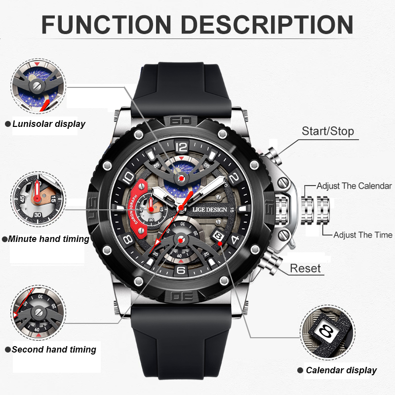 LIGE Top Brand Luxury Men Watc - Smartwatch Branded Watches For Men ulasan dan harga