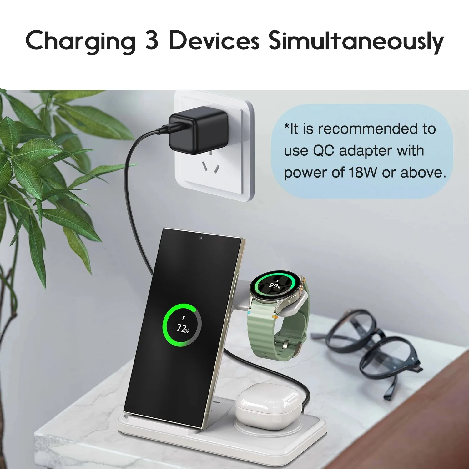 Desktop 3-in-1 Wireless Charge - Watch 7 Smartwatch Iphone ulasan dan harga