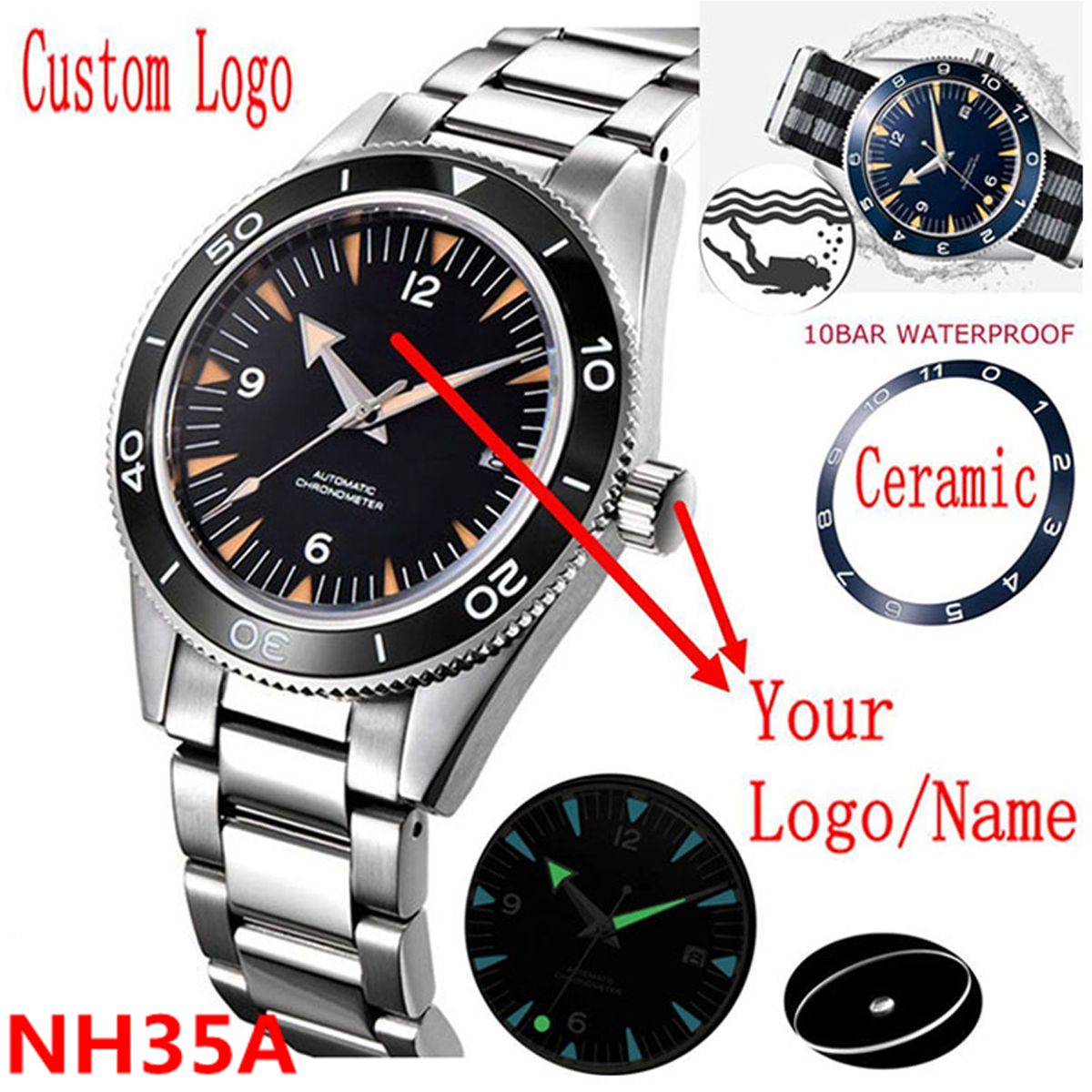 Custom Logo NH35 Movement Watc - Luxury Ceramic Watch ulasan dan harga