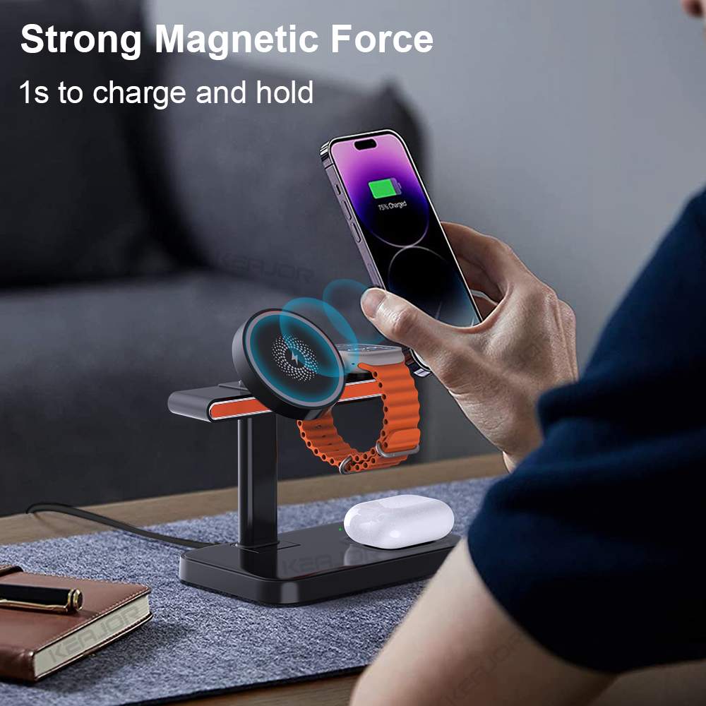Wireless Charger 3 in 1 Foldab - Watch 7 Smartwatch Iphone ulasan dan harga
