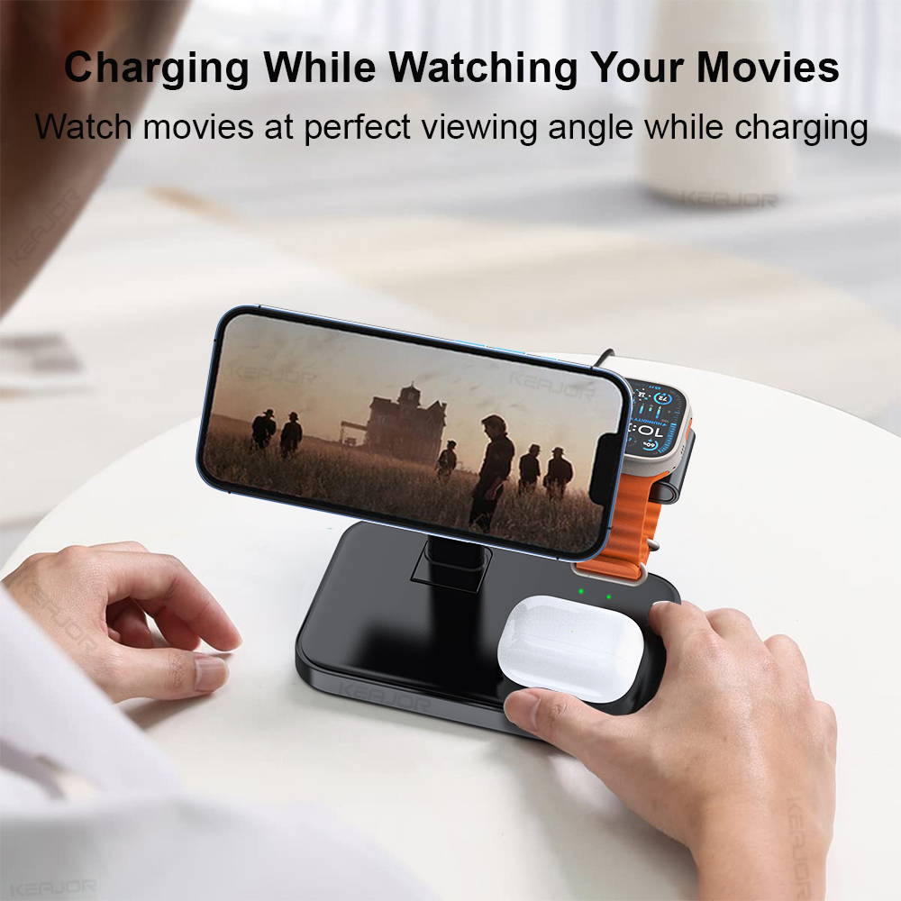 Wireless Charger 3 in 1 Foldab - Watch 7 Smartwatch Iphone ulasan dan harga