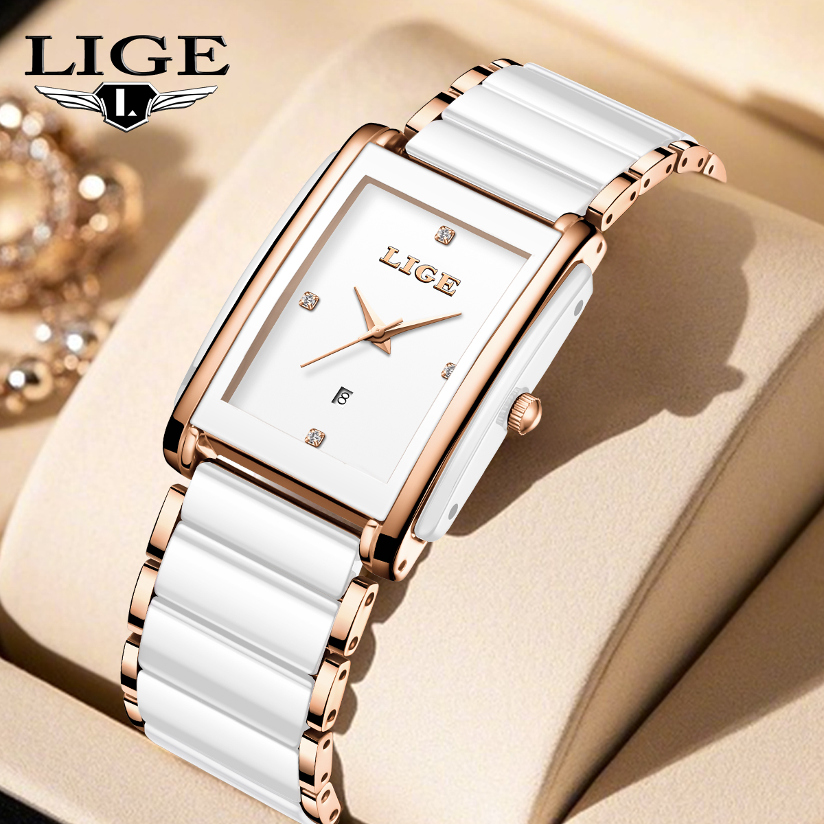 LIGE Fashion Elegant Watch for - Luxury Ceramic Watch ulasan dan harga