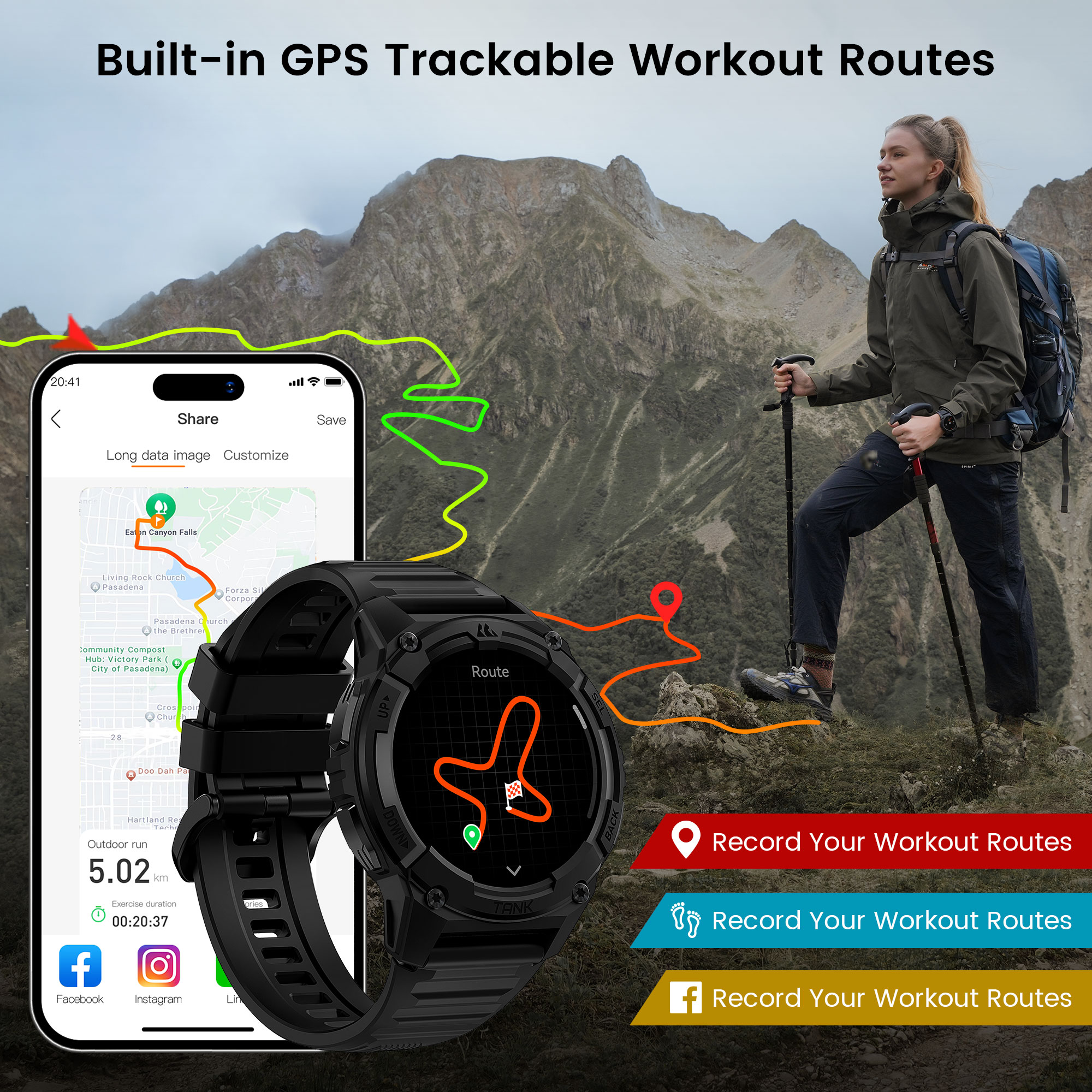 KOSPET TANK S2 GPS Smart Watch - Smartwatch Watches For Women With Gps ulasan dan harga