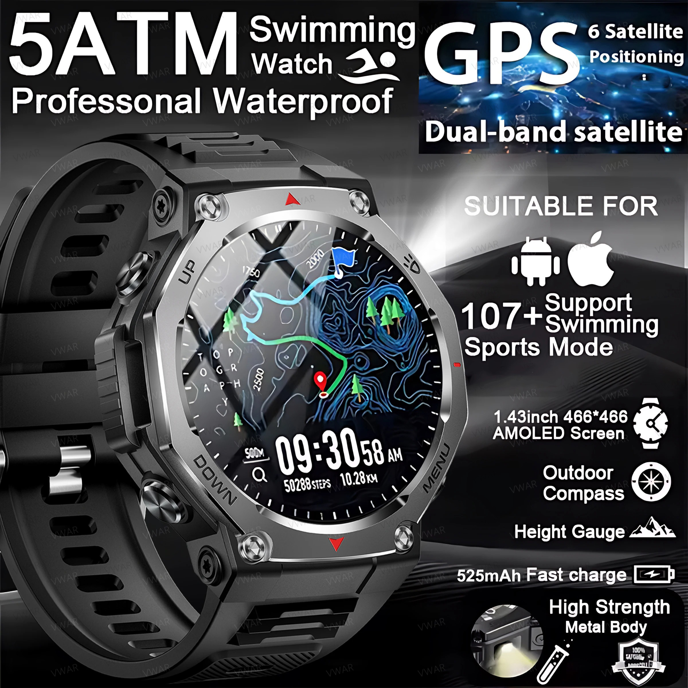 2025 New Military Smart Watch  - Watch Vs Smartwatch ulasan dan harga