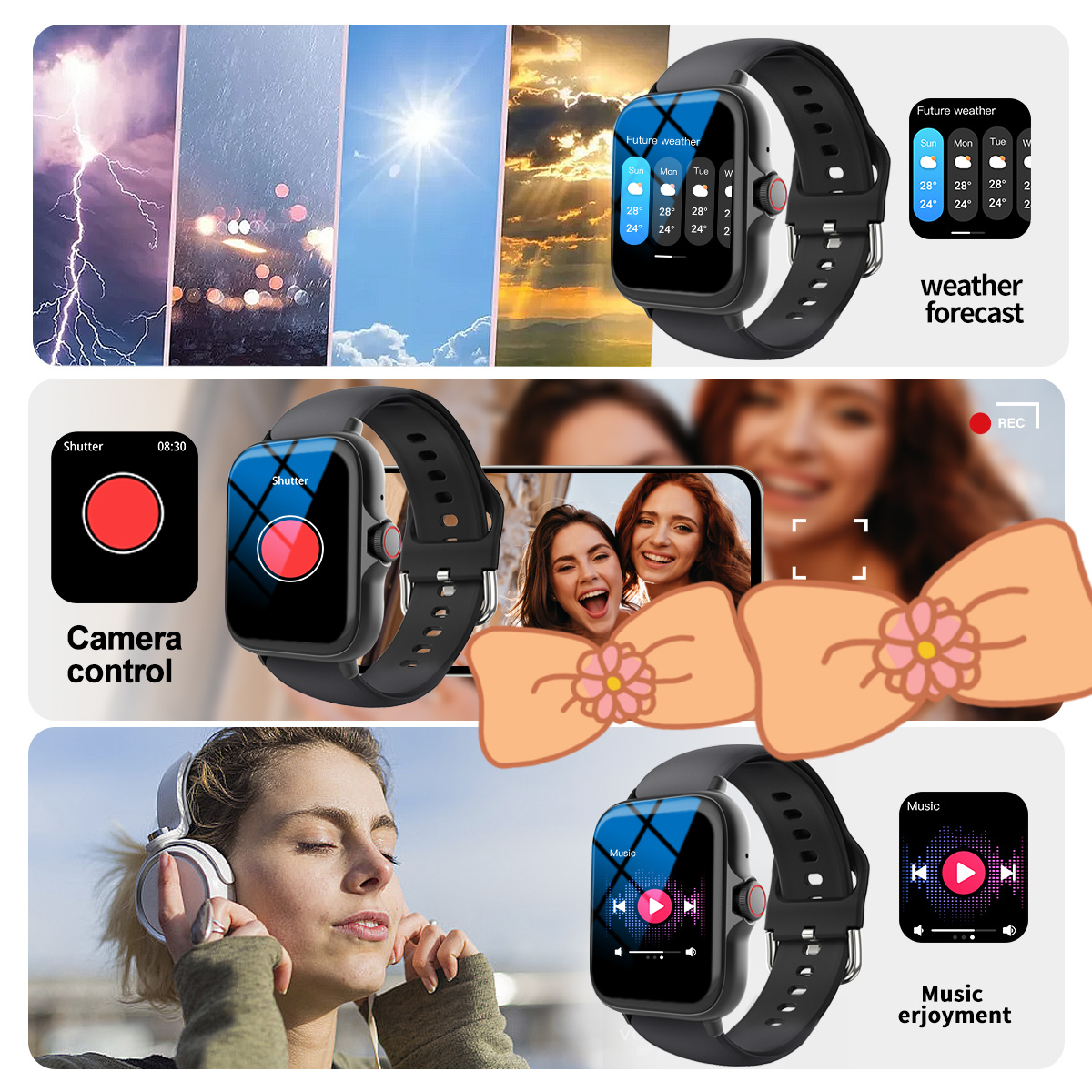 Smartwatch Sports Music Contro - Smartwatch Iphone Watch For Men ulasan dan harga