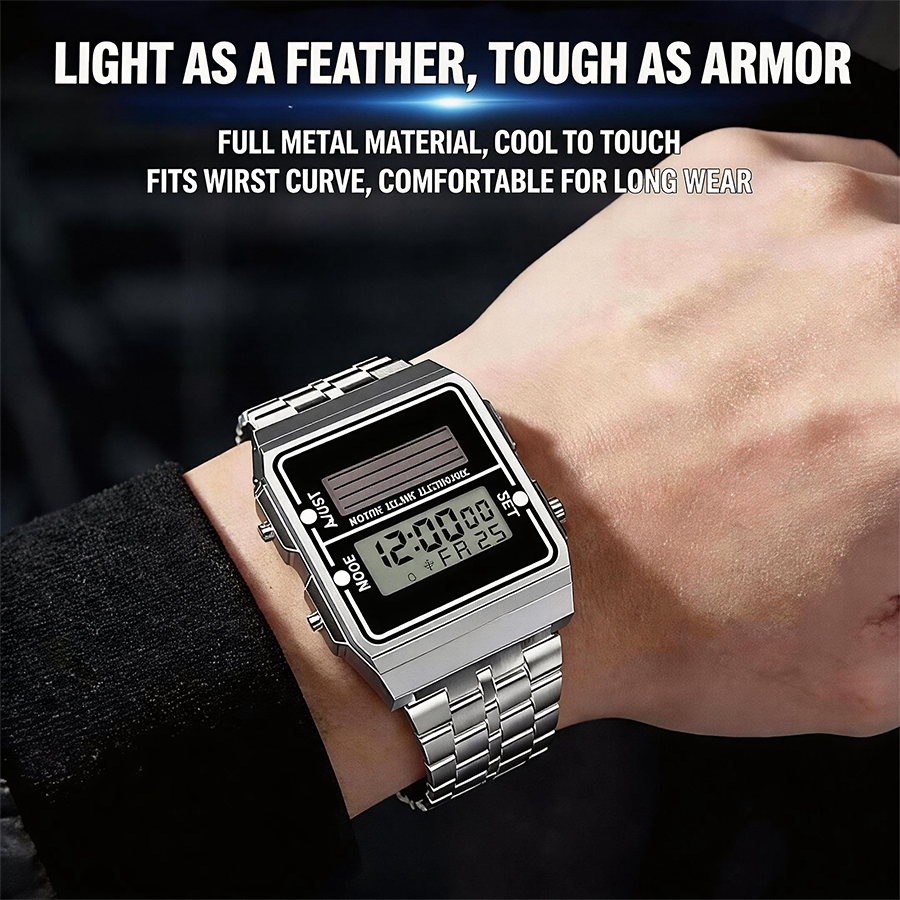 Retro Silver Metal Square Sola - Solar Powered Watch ulasan dan harga