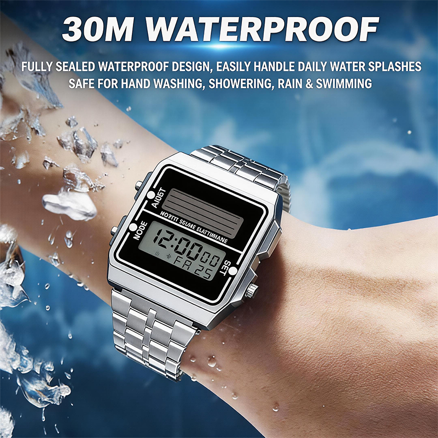 Retro Silver Metal Square Sola - Solar Powered Watch ulasan dan harga