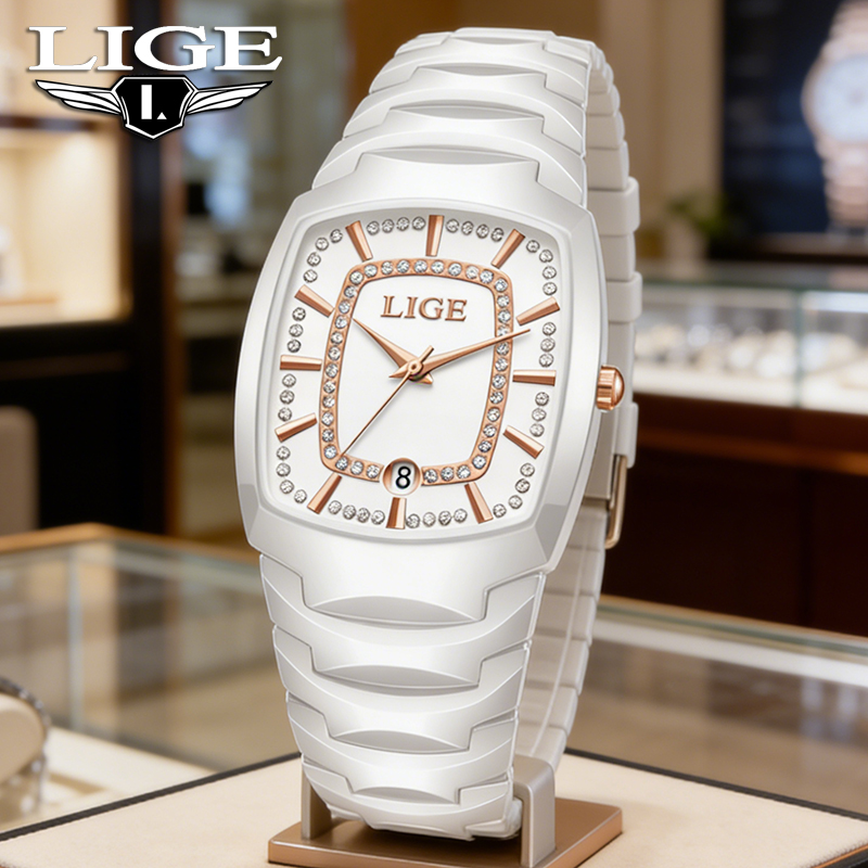 LIGE Elegant Women Watch Fashi - Luxury Ceramic Watch ulasan dan harga