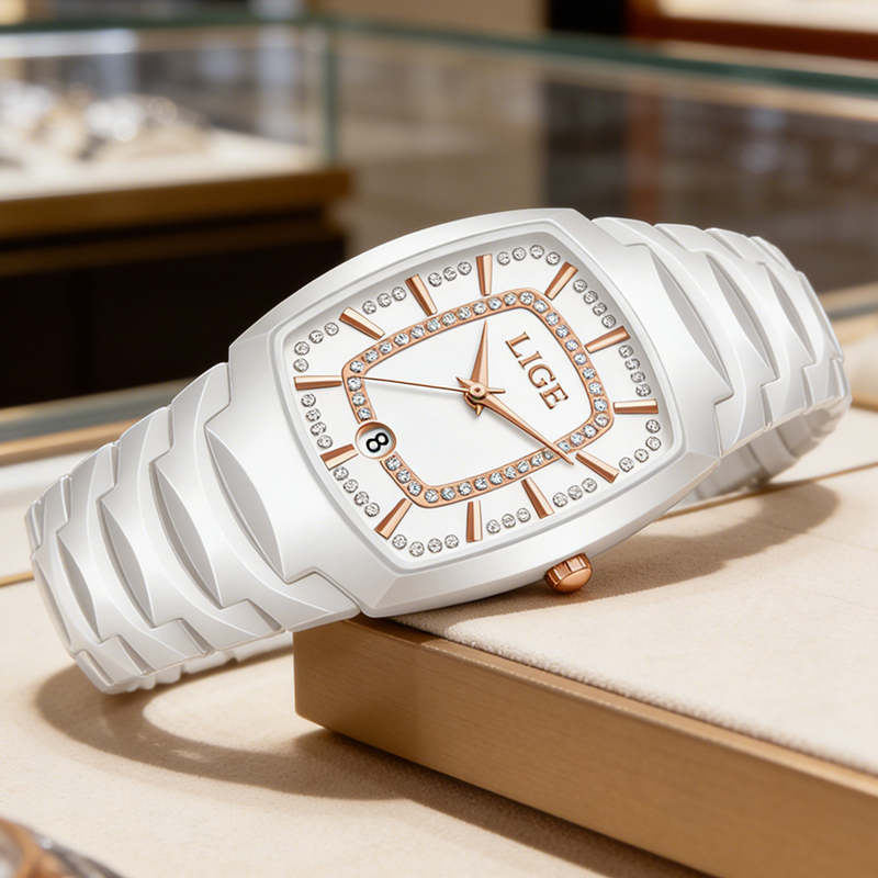 LIGE Elegant Women Watch Fashi - Luxury Ceramic Watch ulasan dan harga