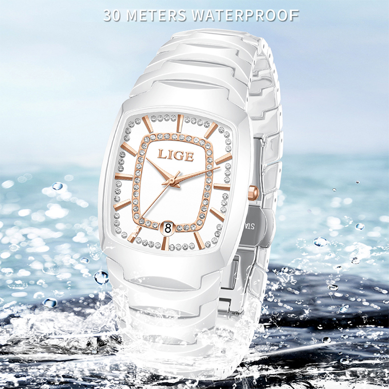 LIGE Elegant Women Watch Fashi - Luxury Ceramic Watch ulasan dan harga