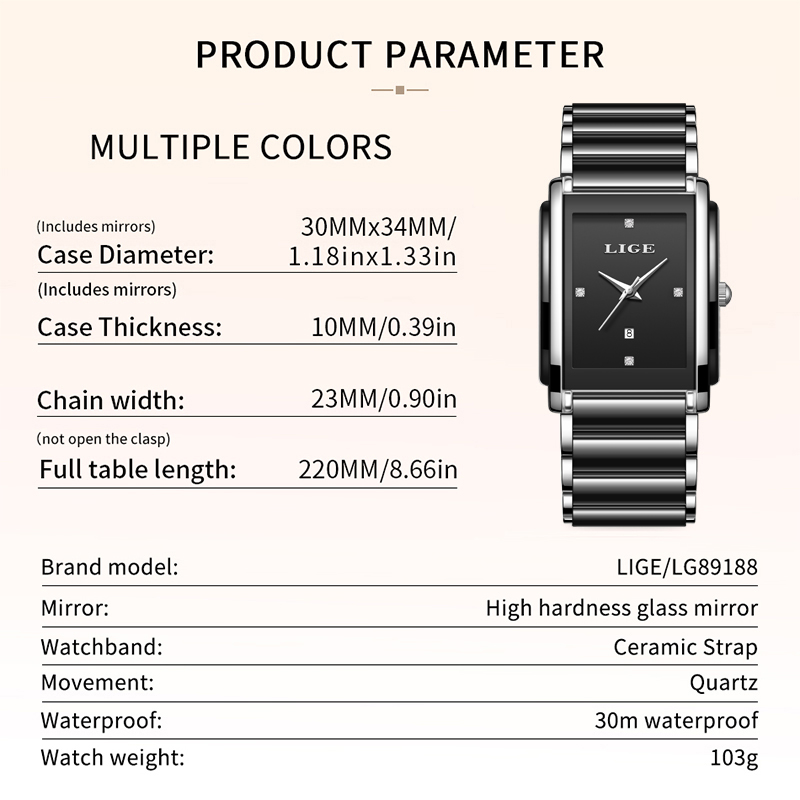 LIGE New Luxury Women Watches  - Luxury Ceramic Watch ulasan dan harga