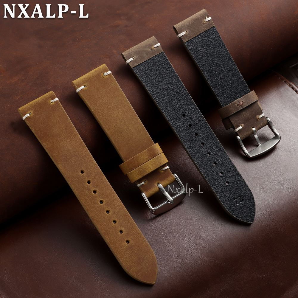 Retro Oil Wax Leather Watch Ba - Omega Watches Smartwatch ulasan dan harga