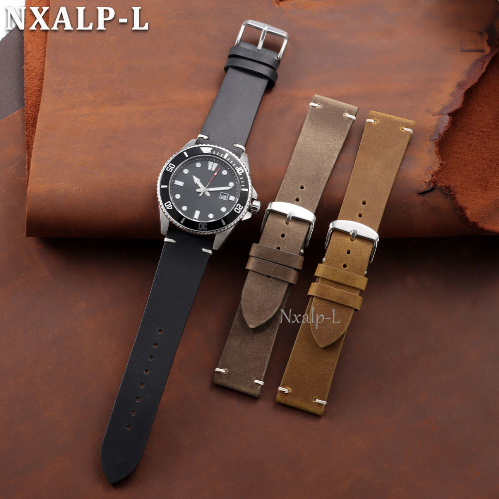 Retro Oil Wax Leather Watch Ba - Omega Watches Smartwatch ulasan dan harga