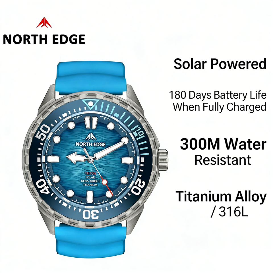 2026 New NORTH EDGE TRITON Sol - Solar Powered Watch ulasan dan harga