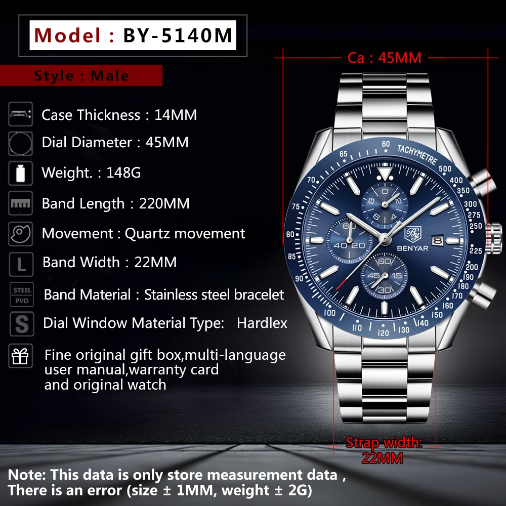 Men Watch BENYAR Top Brand Lux - Smartwatch Branded Watches For Men ulasan dan harga