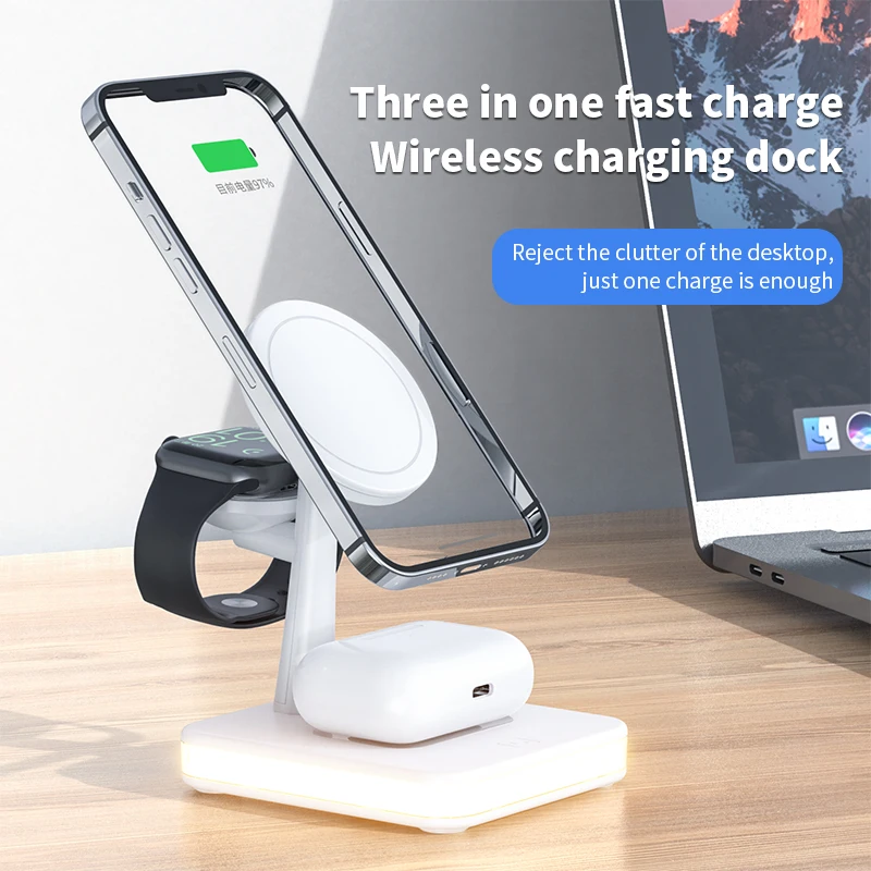 Magnetic 3 in 1 Wireless Charg - Watch 7 Smartwatch Iphone ulasan dan harga