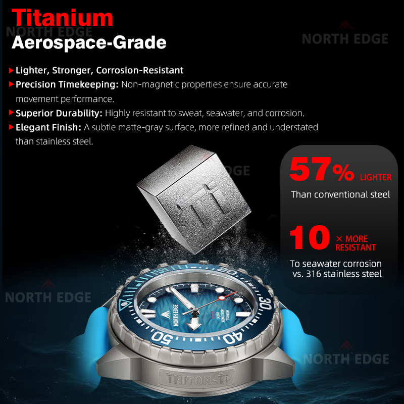 NORTH EDGE TRITON-TI Titanium  - Solar Powered Watch ulasan dan harga