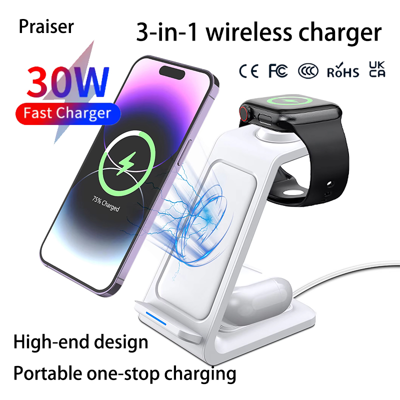 15W 3 in 1 Wireless Charger St - Watch 7 Smartwatch Iphone ulasan dan harga